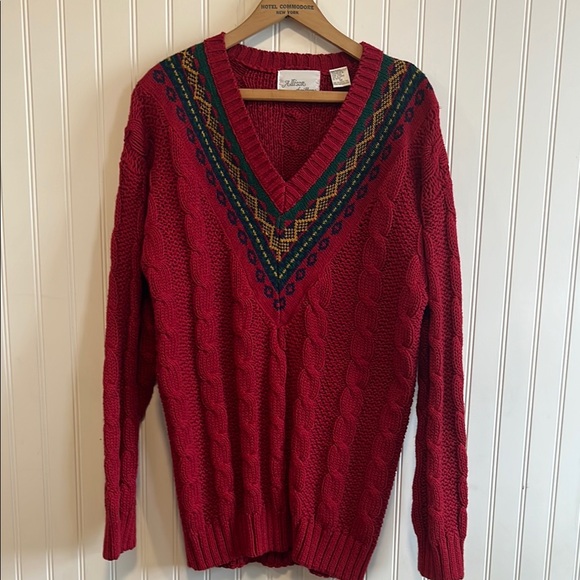 Allison Brittney Sweaters - Allison Brittney sweater women size medium‎ chunky cableknit V-neck vintage 90s